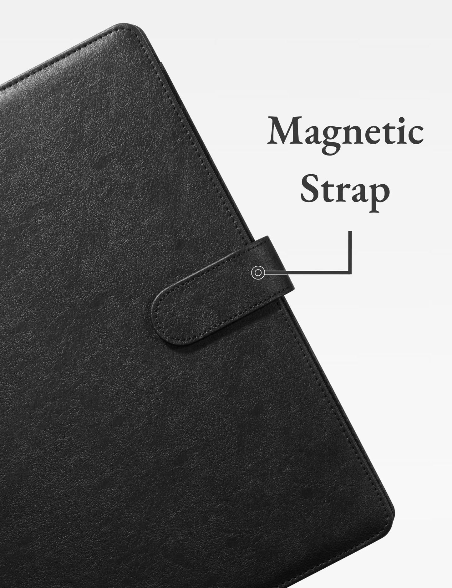 Mymazn Padfolio Portfolio Folder, Faux Leather Interview Resume Folder with Document Organizer & Business Card Holder, Letter-Sized Notepad Legal Pad Holder for Men Women (Black)