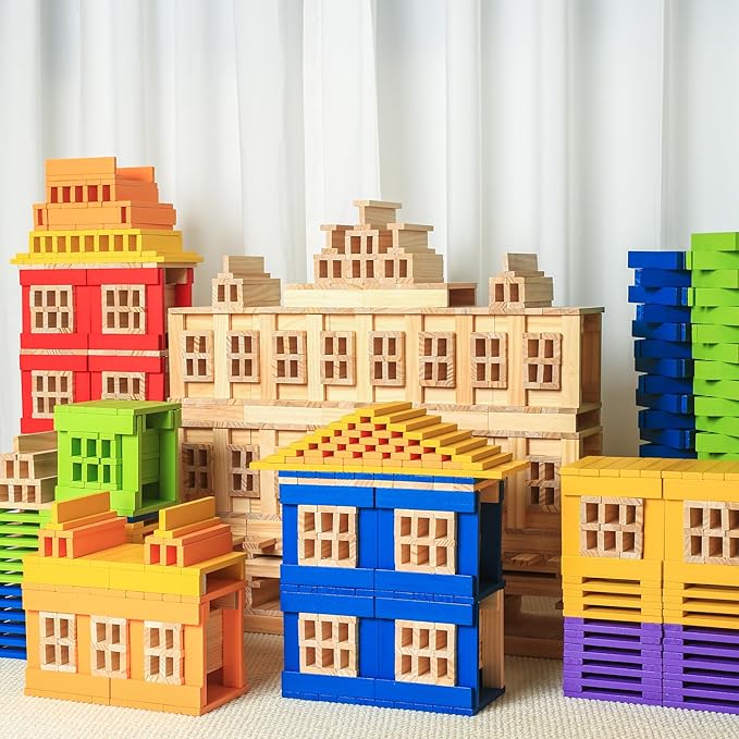 GIANT Wooden Building Blocks for Kids&amp Classrooms - 32Pcs Extra Large Pine Construction Planks 19.7 in Big Building Blocks Set for Outdoor &amp Indoor STEM Play Jumbo Preschool Educational Toy