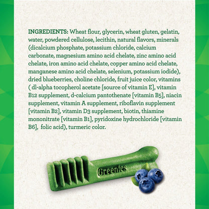 Greenies Bursting Blueberry Dog Dental Treat Regular Size 12 Count - Pack of 3