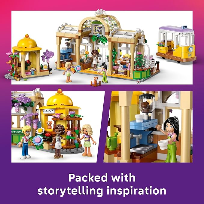 LEGO Friends Plant Café &amp Flower Shop Pretend Play Building Toy - Playset with 4 Minidolls and Cat Toy for Creative Storytelling - Birthday Gift Idea for Girls and Boys Ages 9 and Up - 42671