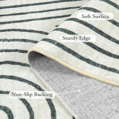 Lahome Abstract Washable Area Rug, 5x7 Rug for Bedroom Non-Slip Soft Living Room Rug, Ultra-Thin Modern Black and White Rug Throw Large Carpet for Dining Room Darrell(5'x7',Black)