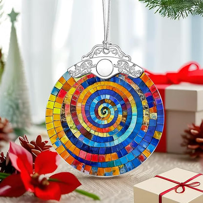 Rainbow Spiral Ornament – Christmas Decoration & Christmas Ornament; Stained Glass Holiday Decoration (Holiday Present, Bauble Present, Gift Idea, Gift Exchange) | Heirloom Keepsakes