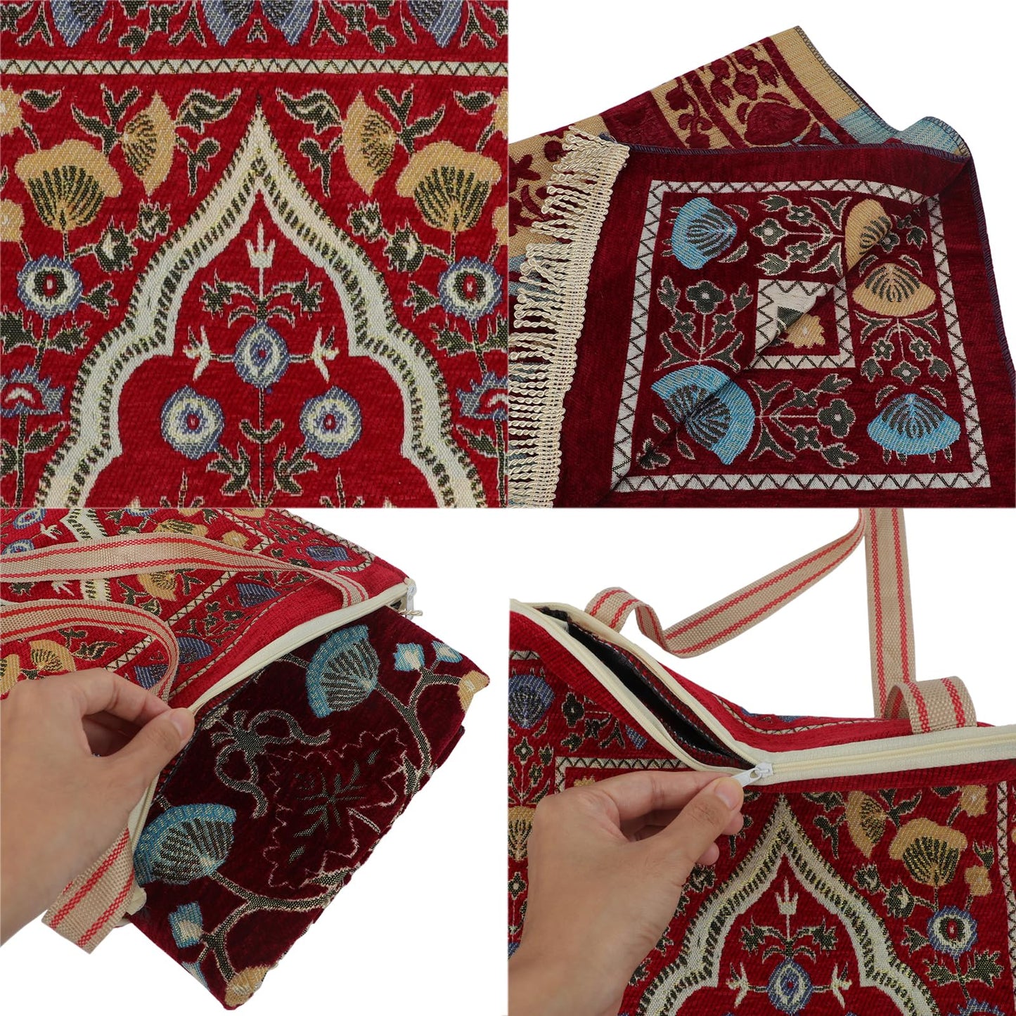 Muslim Prayer Rug Ramadan Carpet Turkish Islamic Praying Mat with Tassel Religion Supplies,Indoor Area Blanket for Hallway,Living Room, Bedroom, Office
