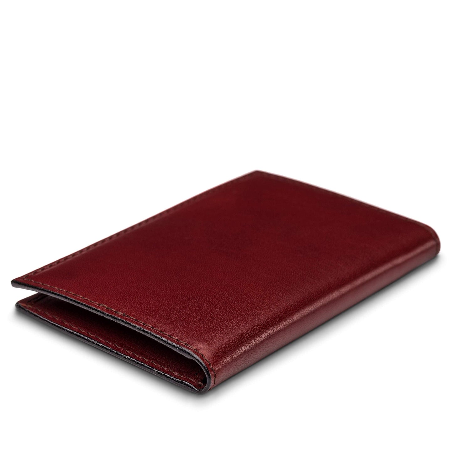 Bosca Men's Leather Card Holder Wallet – Italian Full Grain Vegetable Tanned Credit Card Case – 6 Card Slots, 2 Receipt Wells – Classic Glossy Finish – Gift-Ready Packaging - Dark Brown