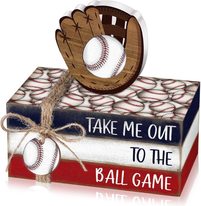 Baseball Decorations - 5 Pcs Mini Wooden Centerpieces for Farmhouse Tiered Tray | Sport Party Decor 2026