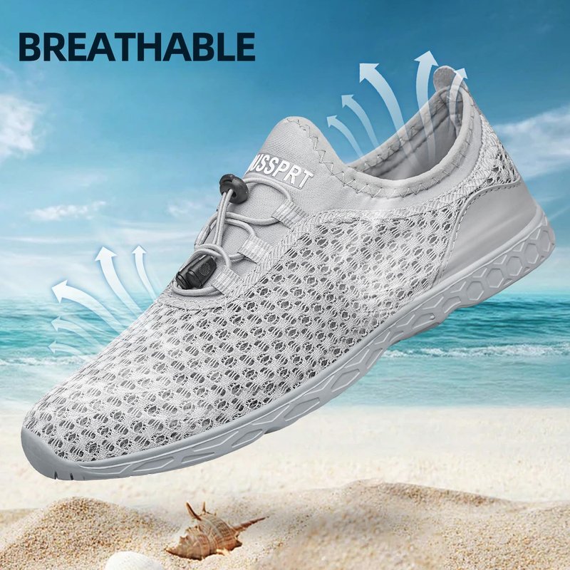 DOUSSPRT Men's Water Shoes Quick Drying Sports Aqua Shoes AllGrey Size 13