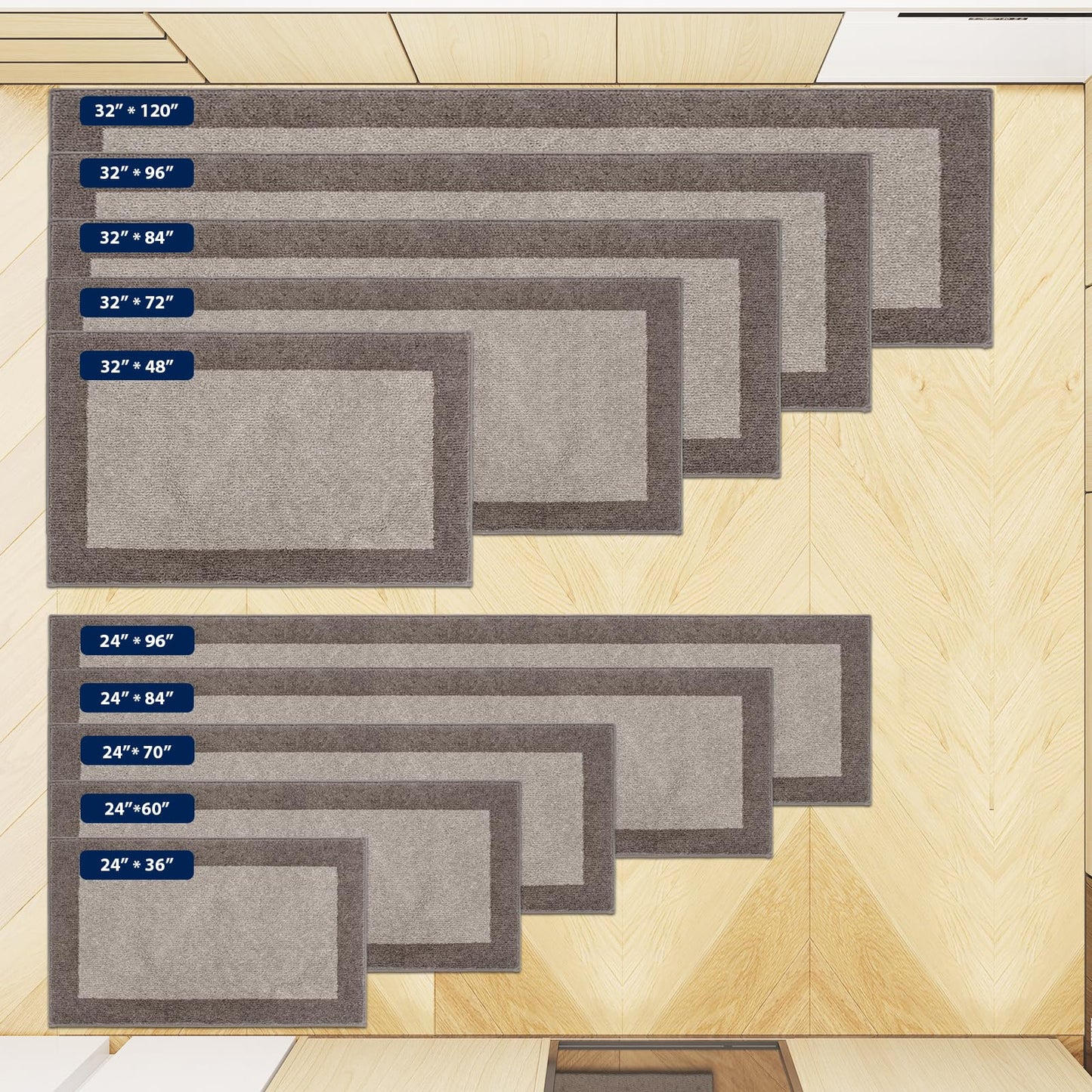 DOMUSTEX Machine Washable Kitchen Rug 32" x 72", Non Slip Indoor Door Rug, Absorbent Entrance Runner Rug for Bedroom, Hallway, Bathroom, Floor (Roll Packing)