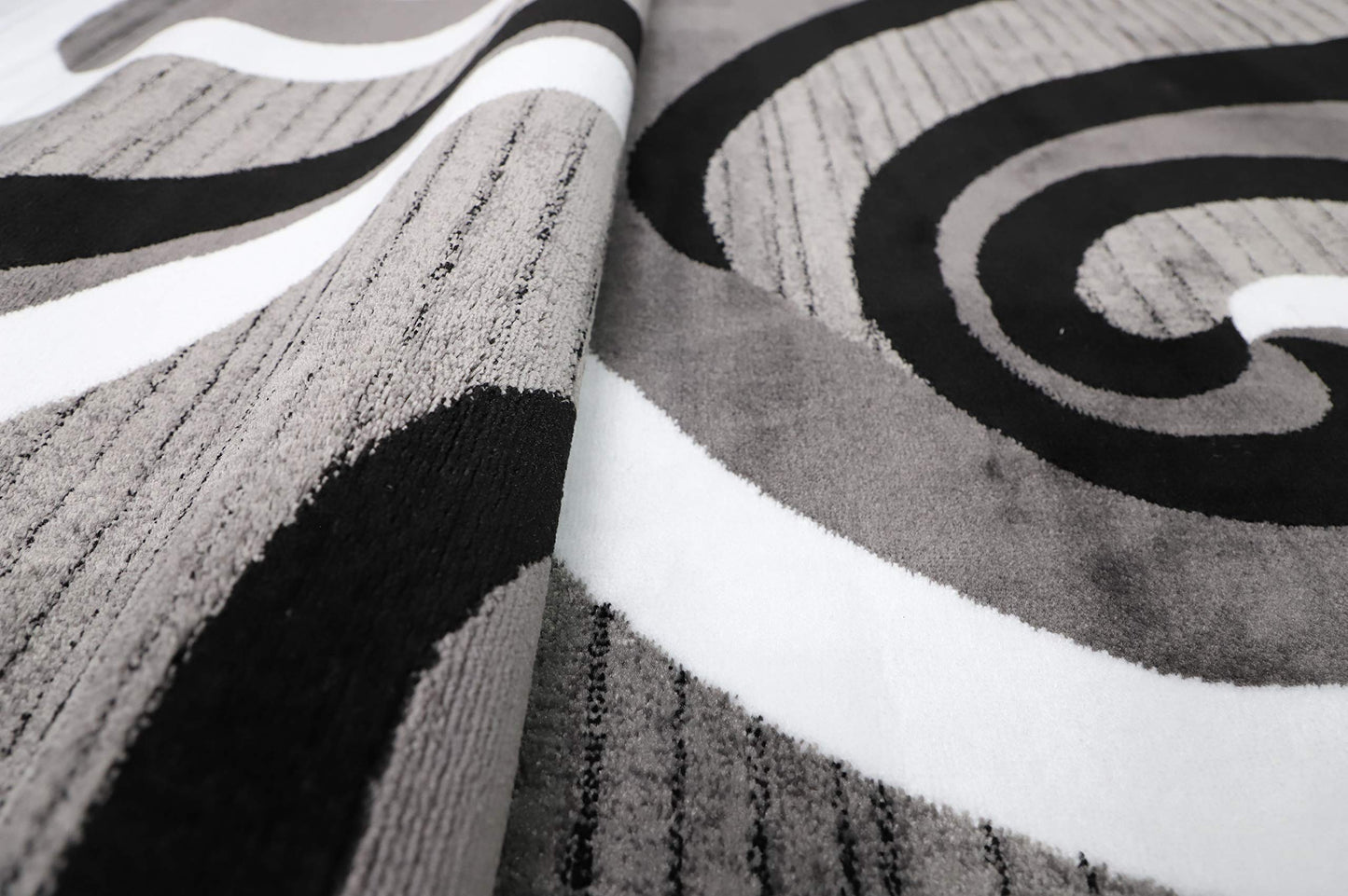 GLORY RUGS Modern Area Rug 5x7 Black Gray Modern Carpet Bedroom Living Room Contemporary Dining Accent Sevilla Collection 4817A (Grey Black)
