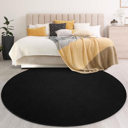 Gifeas Ultra Soft Round Area Rugs for Living Room Bedroom, 4x4 Feet Black Thickened Memory Foam Modern Indoor Circle Carpets, Non-Slip Comfy Circular Rug for Boys Girls Nursery Room Home Decor