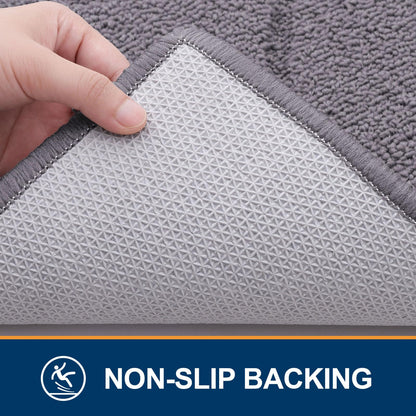 OLANLY Indoor Door Mat, 32x20, Dirt Resistant and Absorbent, Sturdy Non-Slip Rubber Backing, Easy to Clean, Washable Low-Profile Doormat for Entryway, Grey