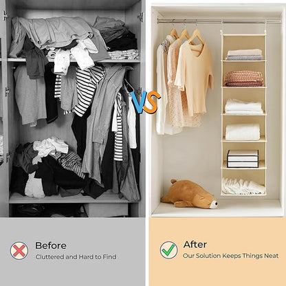 MAX Houser 6 Tier Shelf Hanging Closet Organizer, Cloth Hanging Shelf