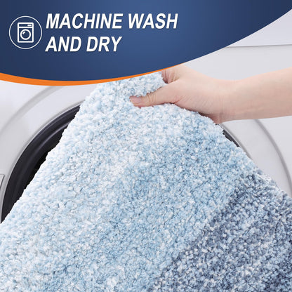 OLANLY Small Bathroom Rugs Mat 24x16, Extra Soft Absorbent Microfiber Bath Rugs, Rubber Backing, Quick Dry, Machine Washable Bath Mats for Bathroom Floor, Tub and Shower, Home Decor Accessories, Blue
