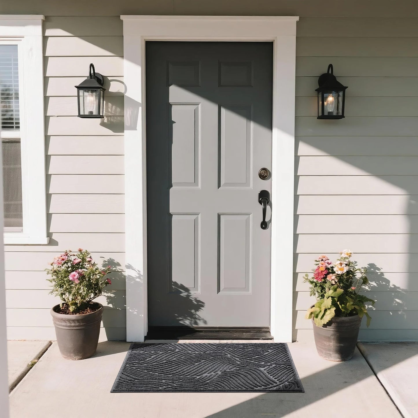 Yimobra Doormat Outdoor Entrance, Simple Stripes All-Weather Waterproof & Non-Slip Mat for Front Door, Heavy Duty Welcome Mat for Indoor, Garage, Patio-36x24, Dark Grey