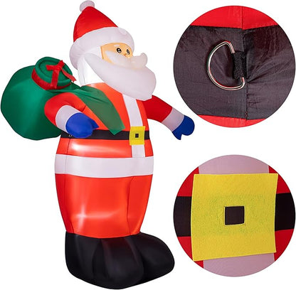 Sunnyglade 8 FT Christmas Inflatable Santa Outdoor Decorations Santa Claus with Green Gift Bag Blow Up Yard Xmas Decor Built-in LED Lights for Christmas Holiday Garden/Yard Decorations