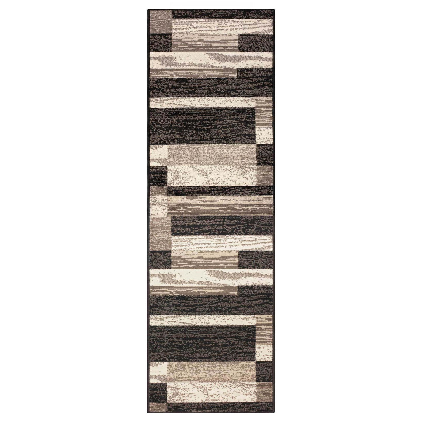 Superior Rockwood Modern Geometric Indoor Area Rug, 2'7" x 8', Chocolate