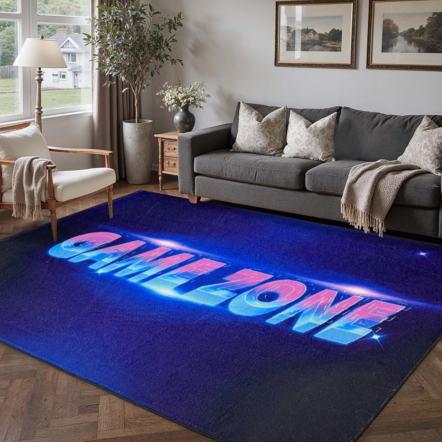 Gaming Area Rugs for Boys Cool Game Style Bedroom, Gamer Rug Boys Room Decor, Machine Washable, Video Games Bedroom Carpet for Teens, Controller Gamepad Player Standing Throw Doormats Yoga Mat 5'x7'