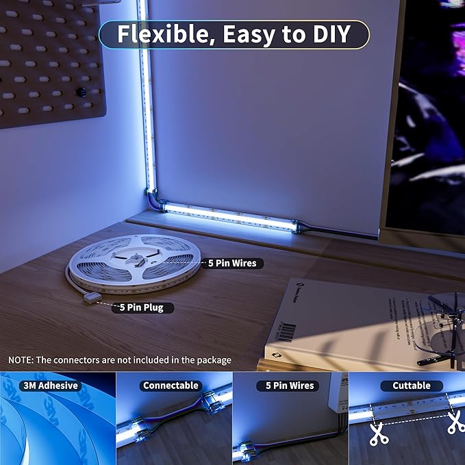 PAUTIX RGBW 4000K COB LED Strip Light 24ft/7.5m,UL Listed 24V Color Changing Tape Lights with 896LEDs/m Multicolor Flexible for TV,Bedroom,Party DIY Decoration(Power Supply & Controller Not Included)