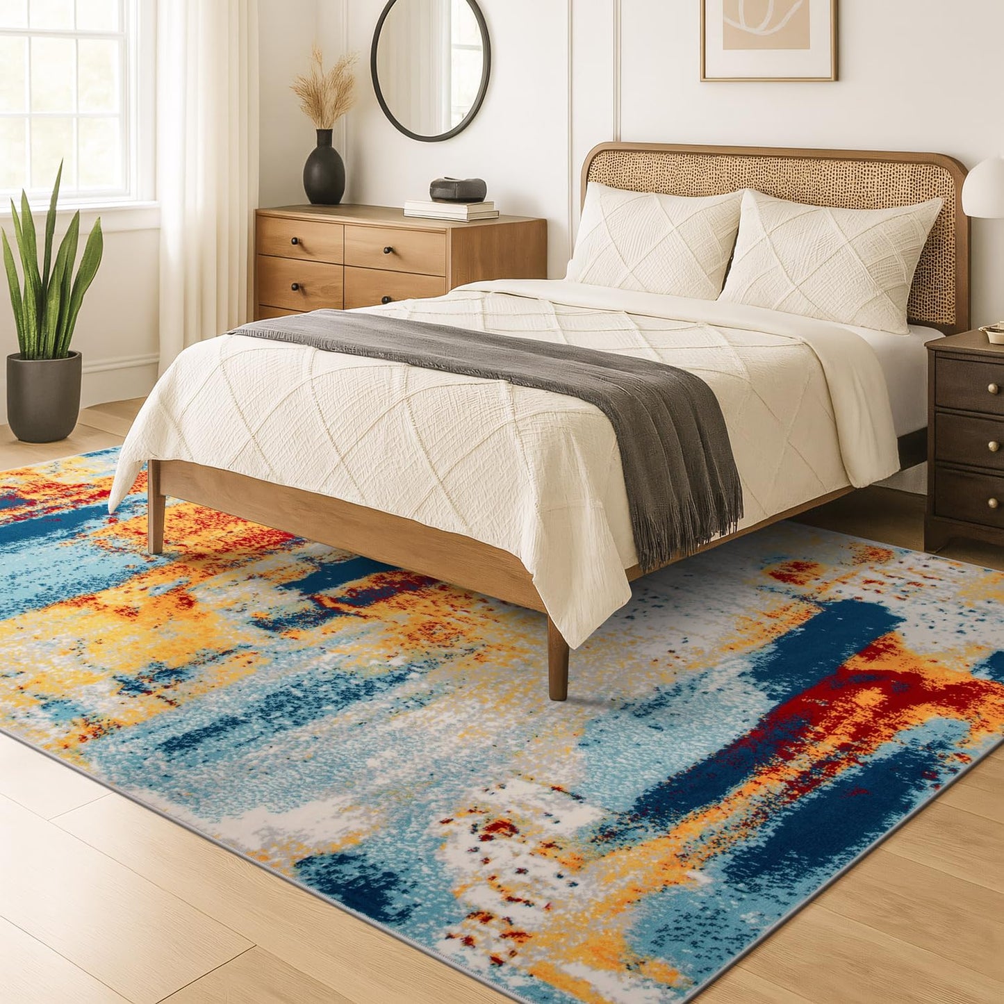 Rugshop Sky Collection Abstract Area Rug, Fade-Resistant Carpet for Open Living Areas or Bedroom,Living Room,Dining Room 7'10" x 10'