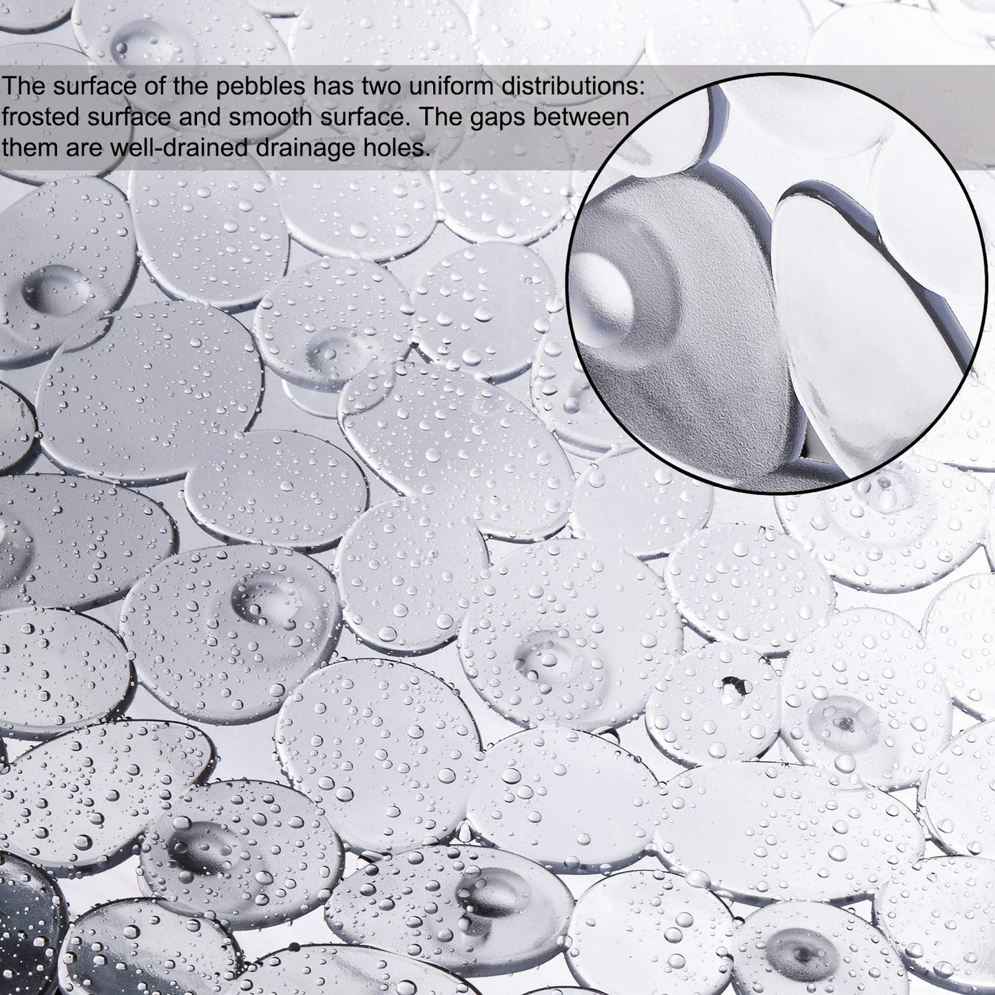 TEESHLY Bath Tub and Shower Mats, Non-Slip Pebble 35 x 16 Inches Machine Washable Bathtub Mat with Drain Holes, Suction Cups for Bathroom (Clear)