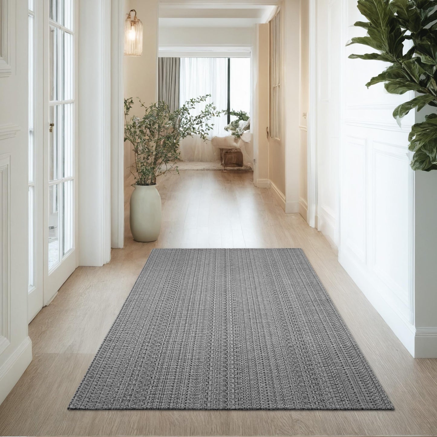 MatEssenz 3x5 ft Area Rug - Machine Washable Non-Slip Boho Rug for Living Room, Woven Rug for Bedroom, Dining Room, Home Office - Soft, Lightweight, Stain-Resistant, Soundproof - Grey