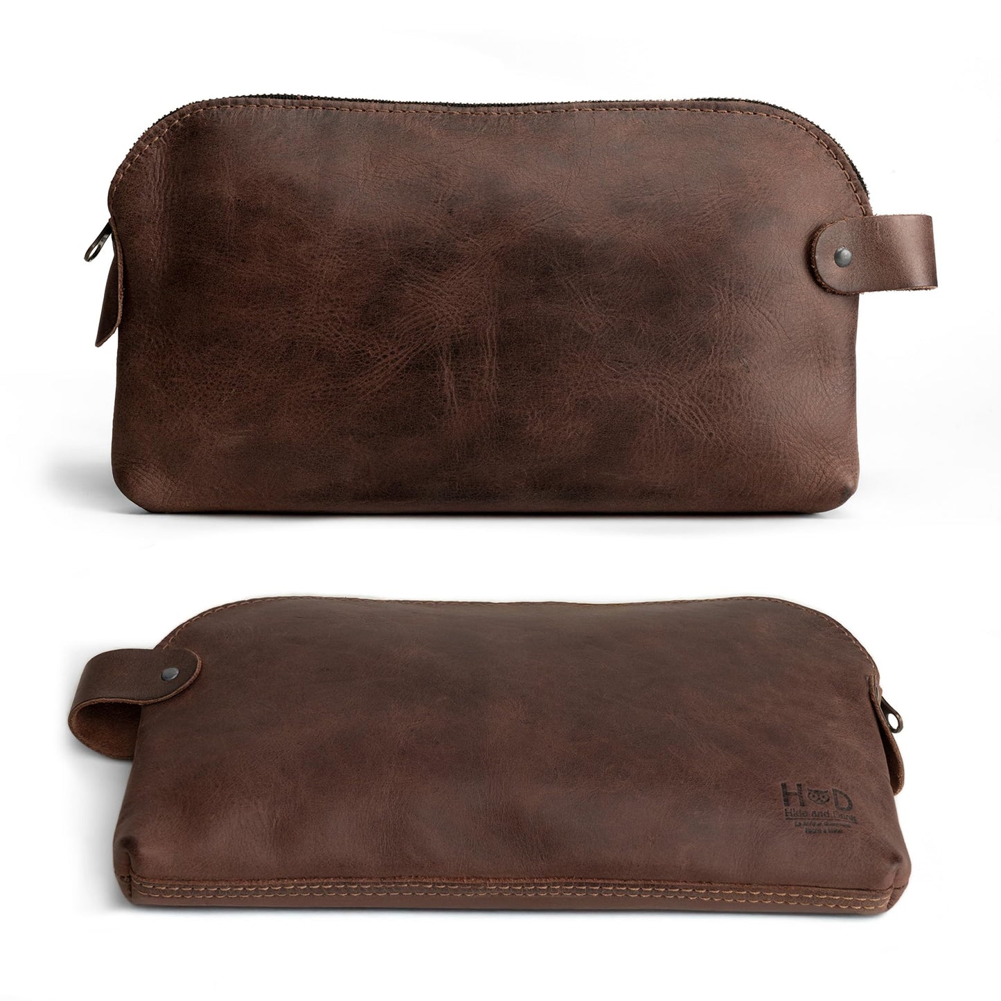 Hide & Drink, Large Rustic All Purpose Dopp Kit Utility Bag for Cords & Chargers, Travel Bag, Multi-Purpose Bag, Full Grain Leather, Handmade, Espresso