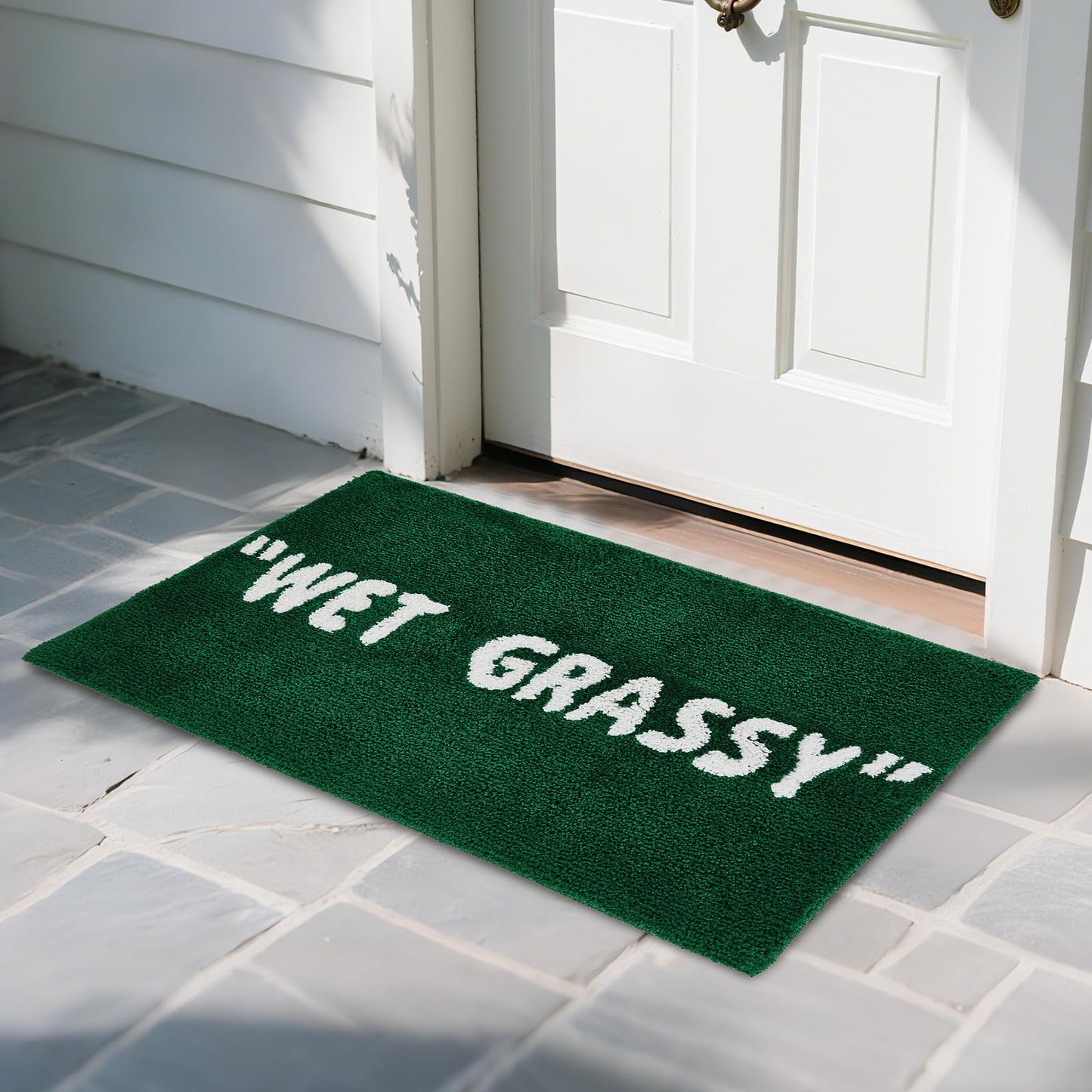 Wet Grassy Rug, Non-Slip Wet Grassy Green Carpet, Aesthetic Area Grass Rug, Cool Rugs for Men, Flocked Machine Washable Floor Mat for Living Room, Bedroom, Kitchen, Home Decor