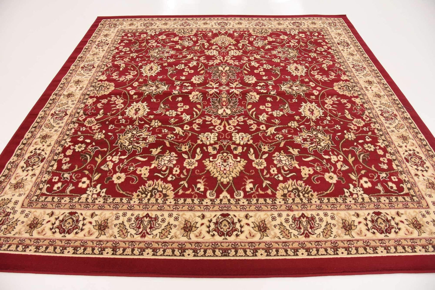 Unique Loom Sialk Hill Collection Area Rug - Washington (7' 10" Square Burgundy/Cream)