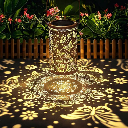 Fabuday Butterfly Solar Lantern Gift for Women - Outdoor Epiphyllum Lanterns Waterproof for Patio, Yard, Porch and Pathway, Hanging Outside Garden Decor with Solar Power Lights