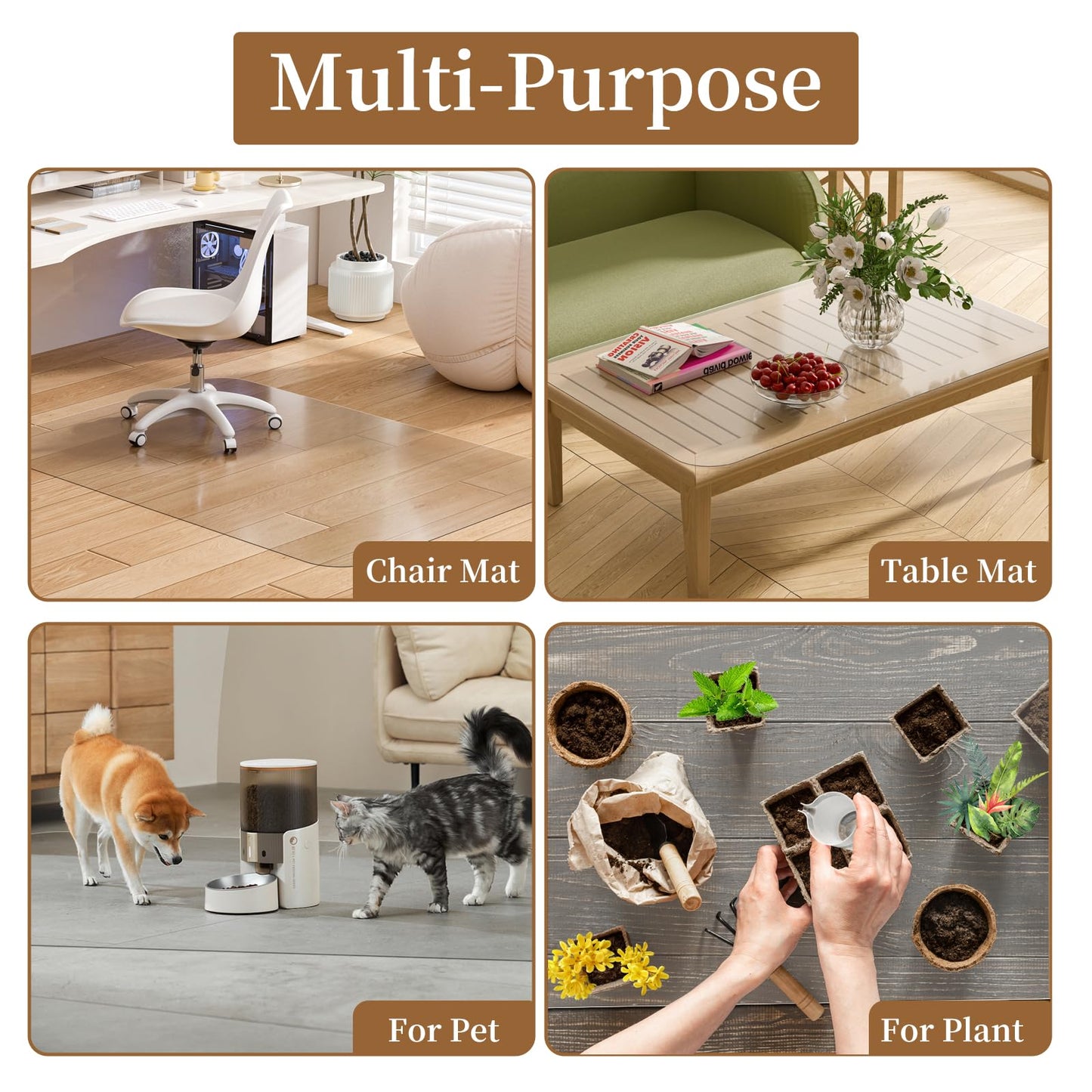 MESHDO Office Chair Mat for Hardwood Floor, 36" X 48" 2 Pack Chair Mat for Hard Floors, PVC Clear Floor Protector Rug Mat for Home and Office, Can't be Used on Carpet