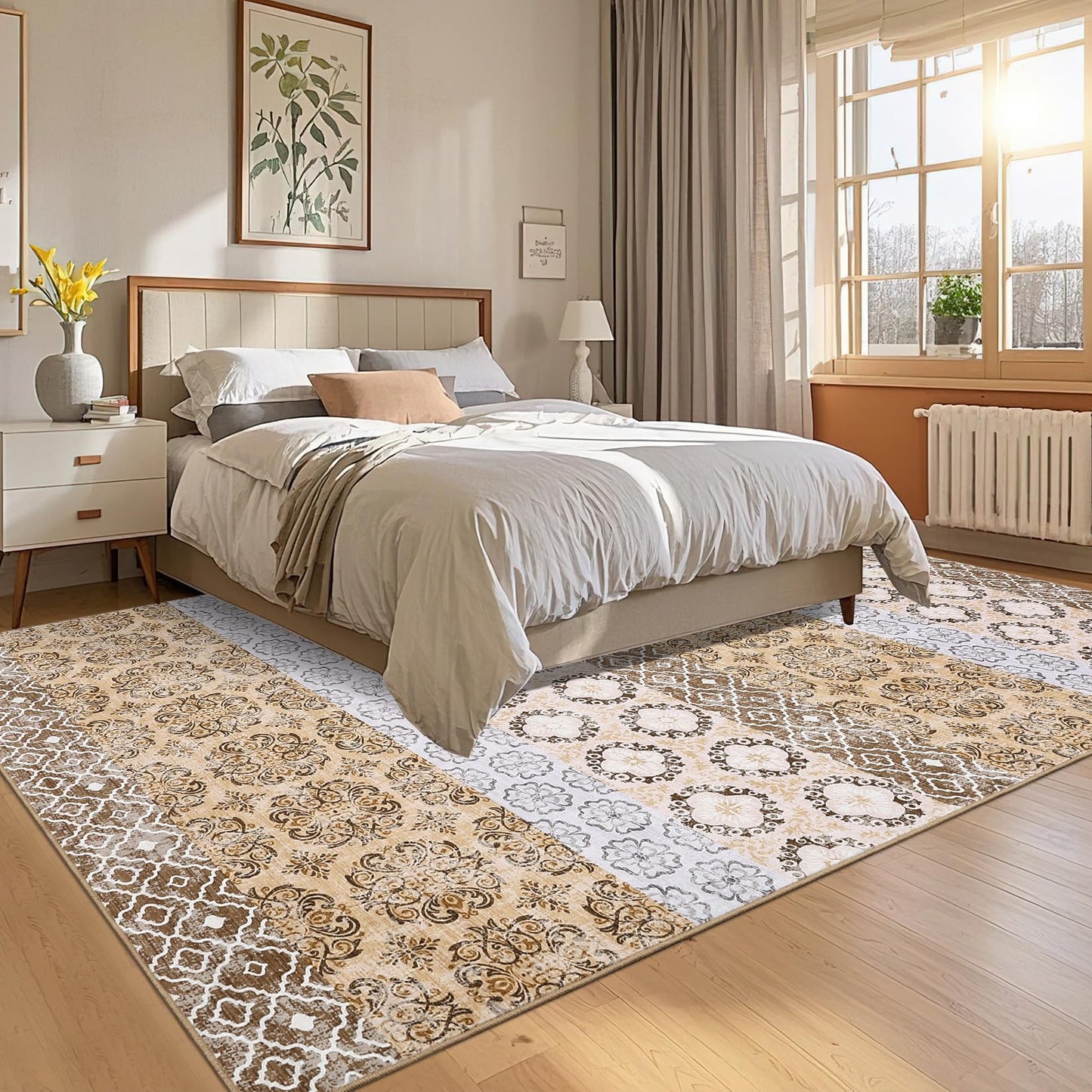Garvee Washable Rugs 5x7 Dining Room Rugs for Under Table Modern Abstract Accent Rug Non Shedding Low Pile Foldable Carpet Non Slip Contemporary Mat for Bedroom, Nursery, Living Room, Office, Coffee