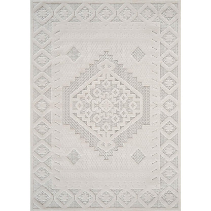 Luul Home Modern Micro Loop Indoor Area Rugs for Living Room Bedroom Kitchen Geometric Trellis White 4x6 Luxury Durable Low and High Pile Non-Shedding Stain Resistant Soft Area Carpet 4 x 6