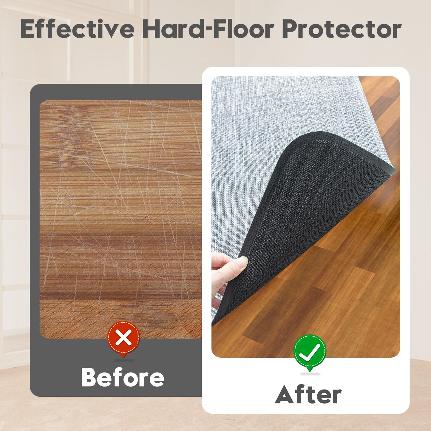 Wansimoo Office Chair Mat for Hardwood and Tile Floor, 36"x48" Floor Mat, Heavy Duty Computer Gaming Chair Mat, Anti-Slip, Non- Curve, Desk Chair Mat,Floor Protector for Home Office(Grey)