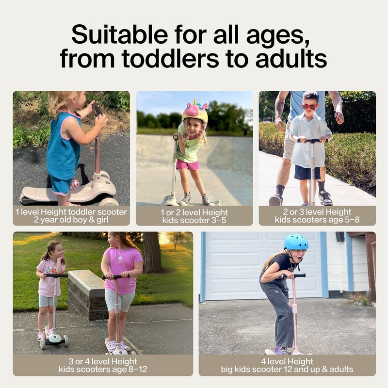BEIESTATE 3 Wheel Scooter for Kids Ages 3-18, Up to 220 Lbs, Kids Scooter with Adjustable Lean-To-Steer Switch, Foldable, Lightweight, Wide Anti-Slip Deck, Adjustable Height Handlebar, Light-Up Wheels