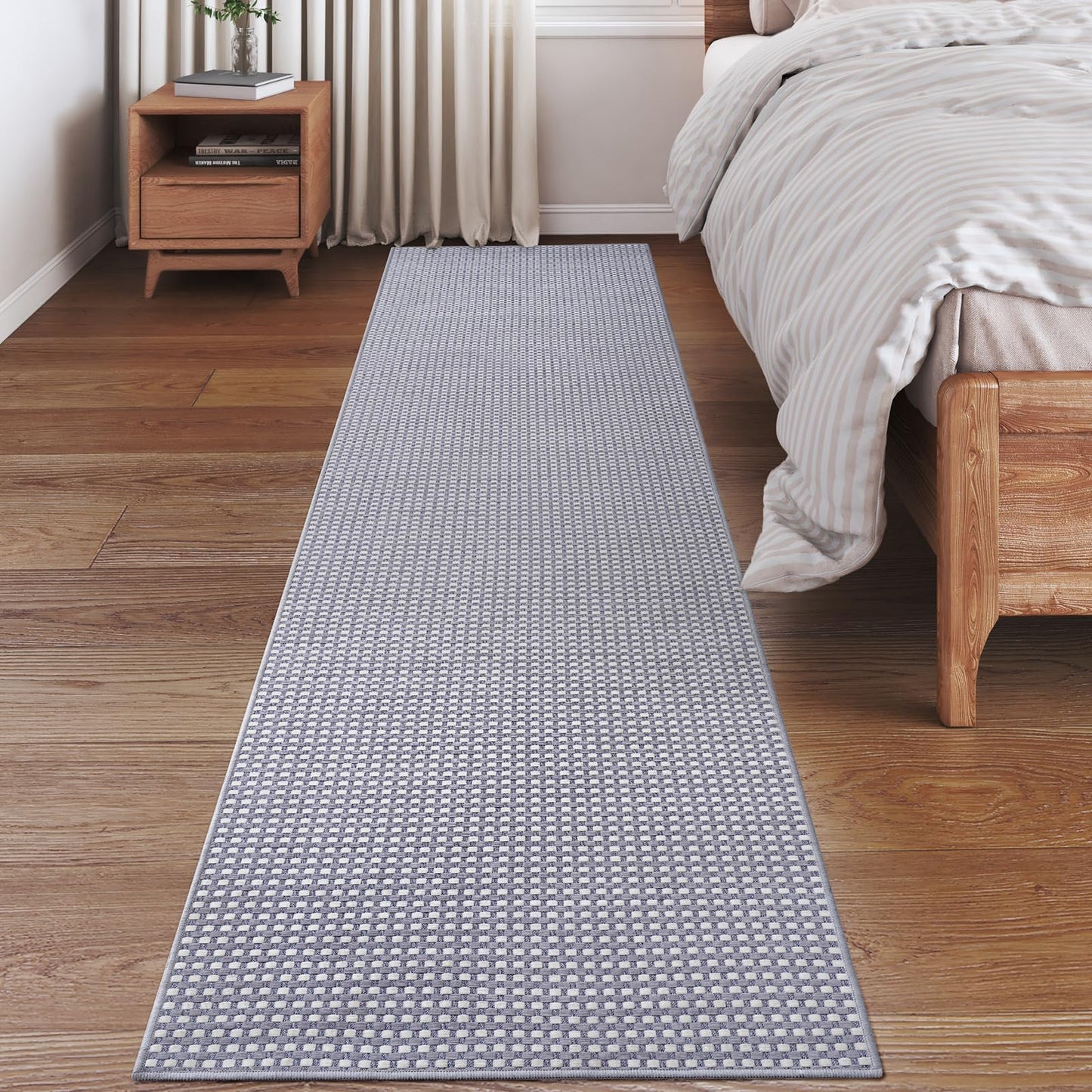 YDKGL 2x6 ft Kitchen Runner Rug Mat Non Slip Boho Woven Hallway Runner Washable, Soft Long Entryway Laundry Hall Floor Runners Rugs Carpet for Indoor Backdoor Bedroom Kitchen Living Room, Gray