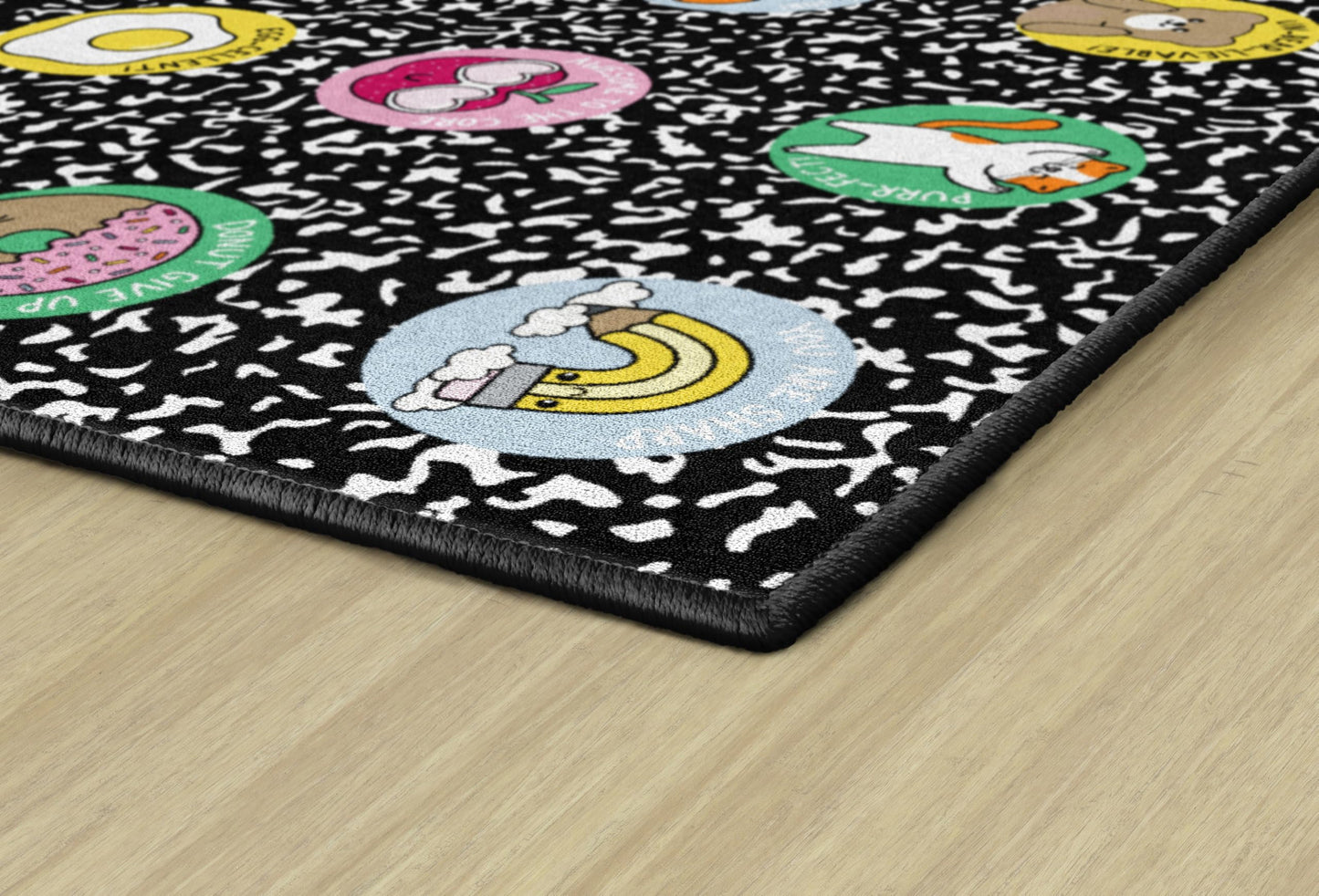 Flagship Carpets School Days Sticker Sit Spots Educational Area Rug for Kids Room, Children's Classroom Rug for Teaching and Playroom, 5' X 7'6"