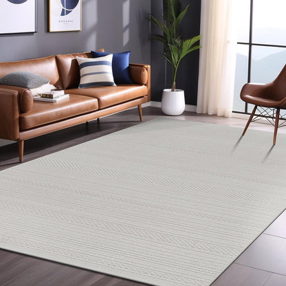 Luul Home Micro Loop Indoor Rug White 8x10 Boho Geometric Neutral Area Rugs for Living Room Soft Luxury Modern Low and High Pile Durable Stain Resistant Non-Shedding Indoor Area Carpet 8 x 10