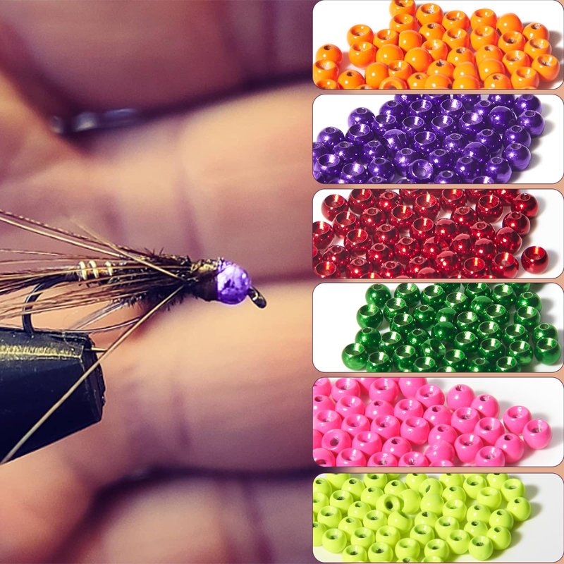 ANGLER DREAM 50 PCS Tungsten Beads Nymph Head Ball Fly Tying Beads Fly Tying Materials Six Colorful Colors 2.0MM-3.5MM (Metallic Green, 2.7mm)