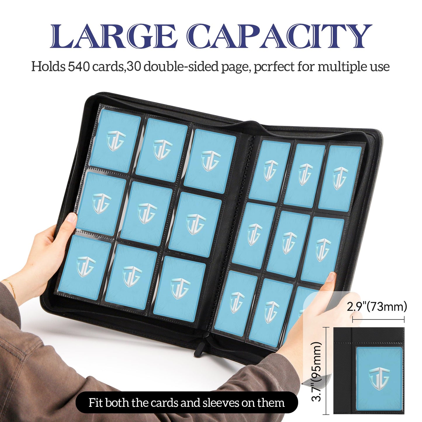 TCGUARD Trading Card Binder, 9 Side Loading Pocket Card Album Hold Up to 540 Cards, Zipper Binder for Cards Collection, TCG Card Holder for Game Card, Sports Card, Yugioh, MTG etc.（Purple）