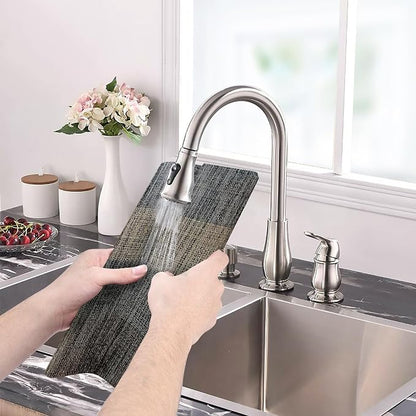 Aofmee Table Runner and Placemats Set of 6 Washable, Heat Resistant Place Mats with Table Runner, Woven Vinyl Table Placemats for Dining Table, Stain Resistant Kitchen Table Mats Sets, Easy to Clean