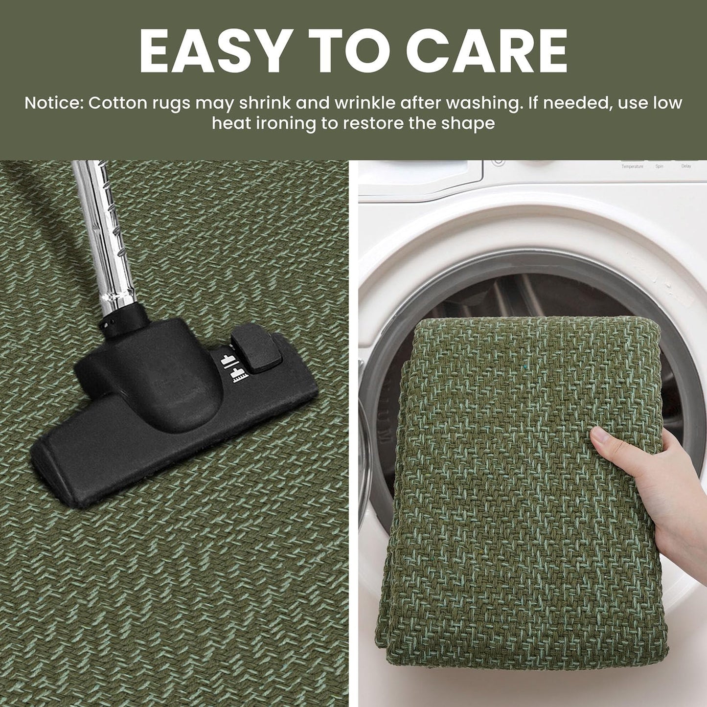 IOHOUZE Small Area Rug 2x3 Washable Woven Rugs for Entryway Non Slip Rubber Backed Front Door Rugs Indoor Doormat Throw Rug Floor Carpet for Entrance Kitchen, Olive Green/Dusty Green
