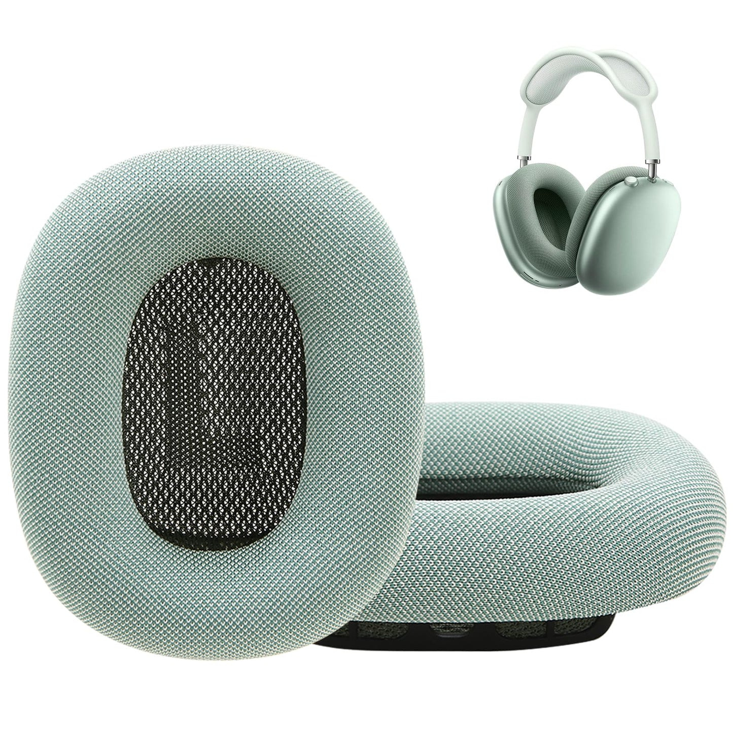 Earrock Ear Cushions Replacement for AirPods Max Headphones,Mesh Fabric Covered Earpads with Memory Foam and Magnet (Green)