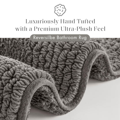 Madison Park Splendor Reversible 100% Cotton Tufted Bathroom Rug-3000 GSM Hotel Quality Luxurious Plush Medium Pile Bath Mat Absorbent, Quick Dry, Shower Room Décor, 21x34, Charcoal