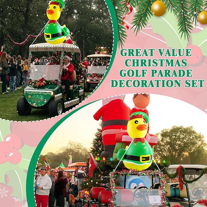 Hungdao 1 Pcs 4 Feet PVC Christmas Giant Inflatable Elf Duck Huge Rubber Large Blow up Duck Christmas Pool Floats for Xmas Holiday Indoor Outdoor Pool Decorations