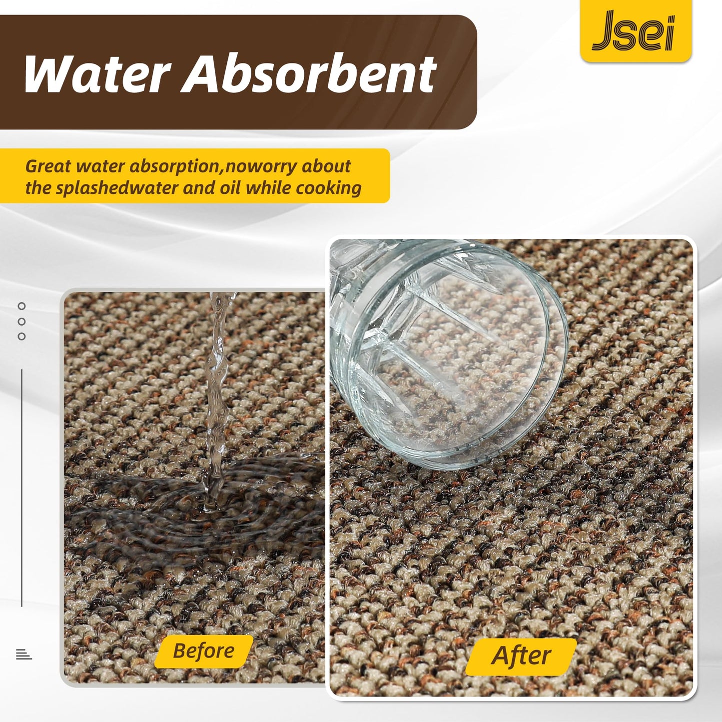 JSEI Scalloped Kitchen Rugs and Mats 2PCS, Kitchen Mats for Floor, Non-Slip Washable Kitchen Runner, Absorbent Rugs for Kitchen, Laundry & Sink, 17"x30"+17"x48", Taupe