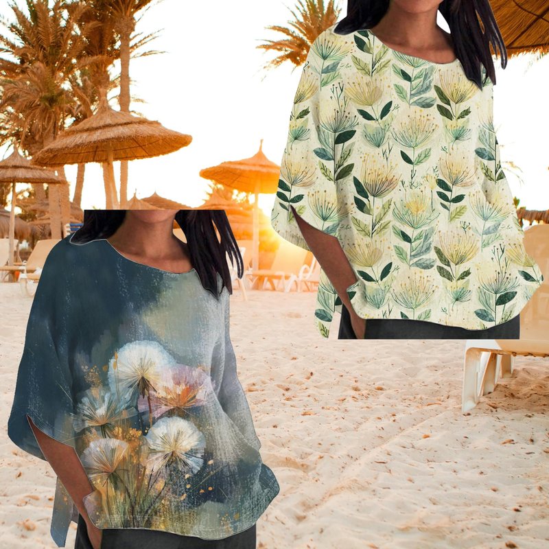 Women's Dandelion Flower Print T-Shirts Summer Lightweight Comfy Loose Tee Casual Colorful Floral Graphic Trendy Tops