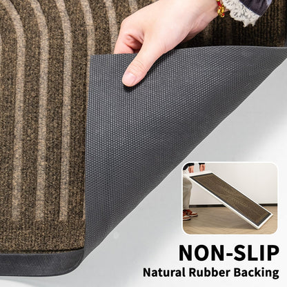 RORA Front Door Mat, Heavy Duty Door Rugs Outside Entrance,Non Slip Welcome Mats Indoor, Natural Rubber Doormat for Entryway, Patio, Garage, Porch, 29.5"x17", Brown