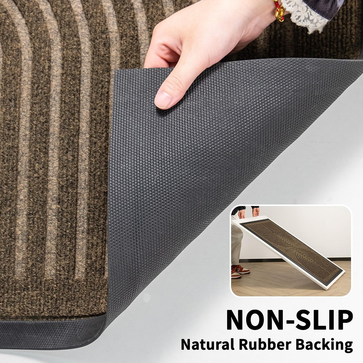 Heavy Duty Door mat Outdoor Indoor Entrance, Non Slip Welcome Mat, Natural Rubber Floor Mat for Entryway, Patio, Garage, Porch, 32"x47",Brown