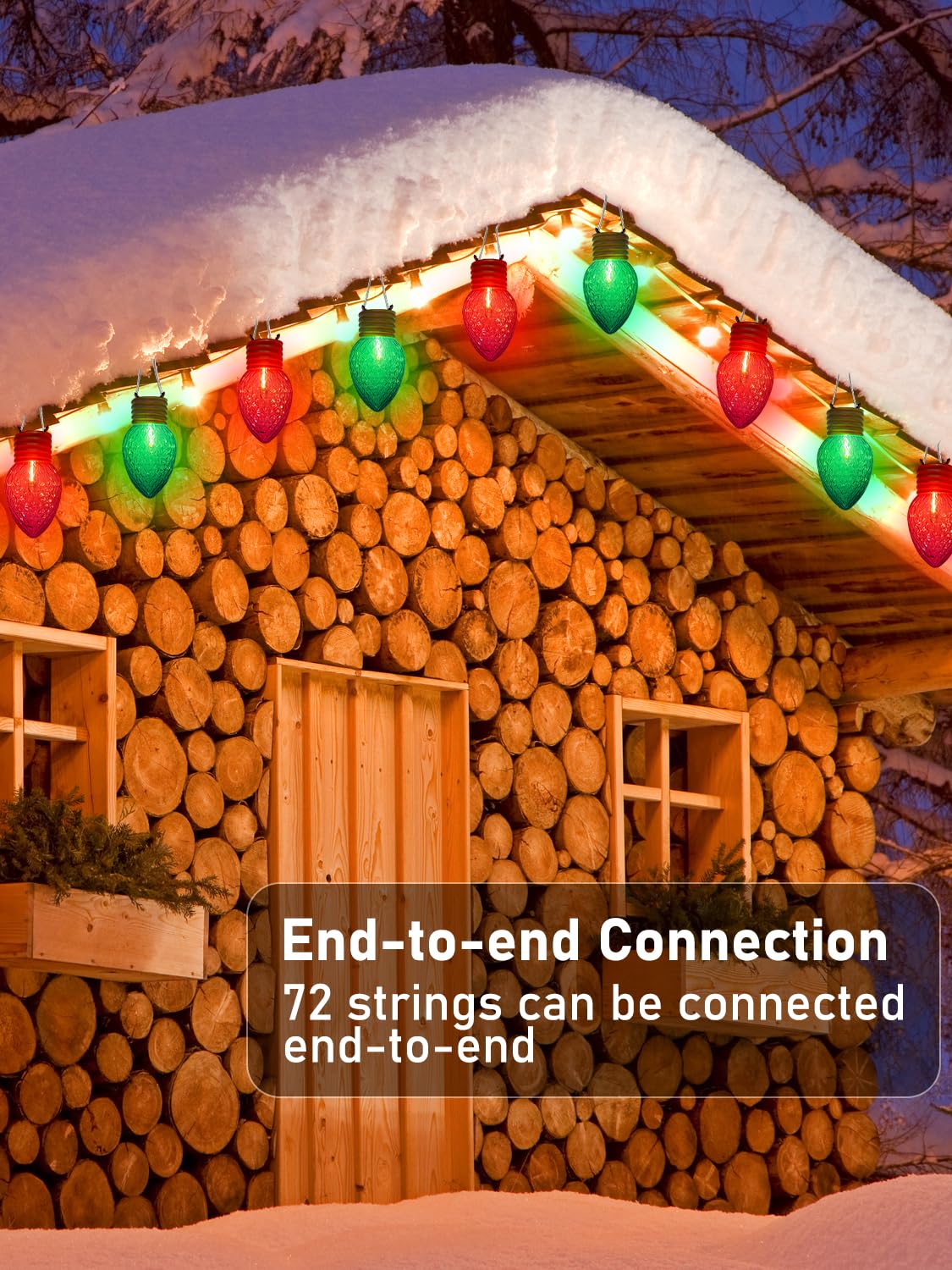 Red and Green Jumbo Christmas Lights, 16FT Big Bulb Christmas Lights with 10 Count 5'' Diamond Red Green LED Bulbs for Xmas Roofline Patio Backyard Decorations