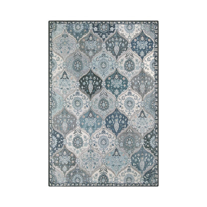 Lahome Moroccan Trellis Front Door Mat Indoor Entrance, 2x3 Rugs for Entryway Non-Slip Washable Indoor Door Mat, Oriental Accent Small Rug for Kitchen Bedroom Bathroom Elise, Blue