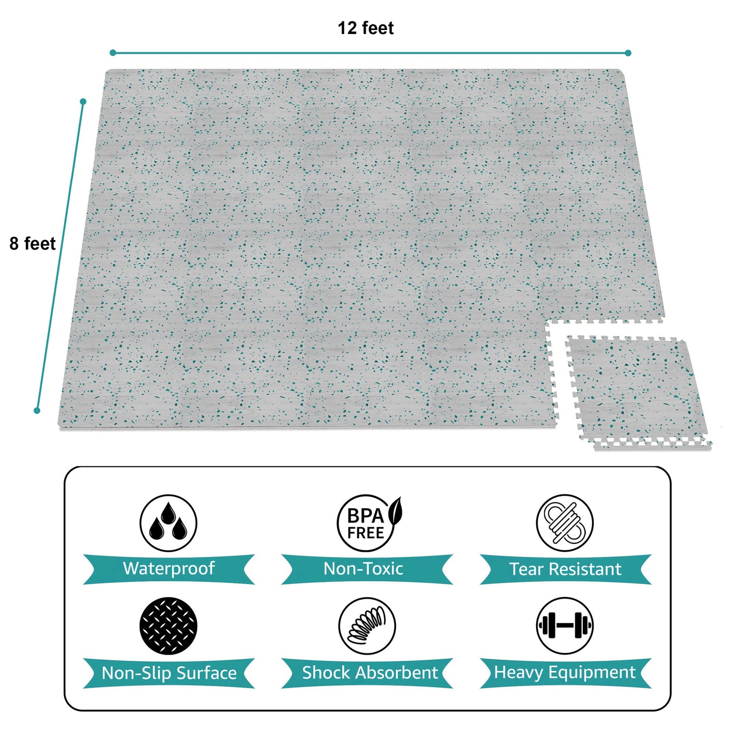 Sorbus 96 Sq. Ft. Wood Grain Floor Tiles Foam Mat EVA Interlocking Mats Tile 3/8-Inch Thick Flooring Wood Puzzle Exercise Mats w/Borders - Home Playroom Basement, Apartment, Trade Show, Baby, Dance